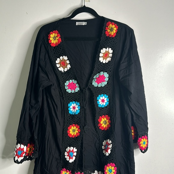 TAMSY corcht comono cotton blend black multi color size large summer, ca… - Picture 4 of 9